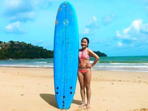 Girl With Surfboard Bang Tao Beach